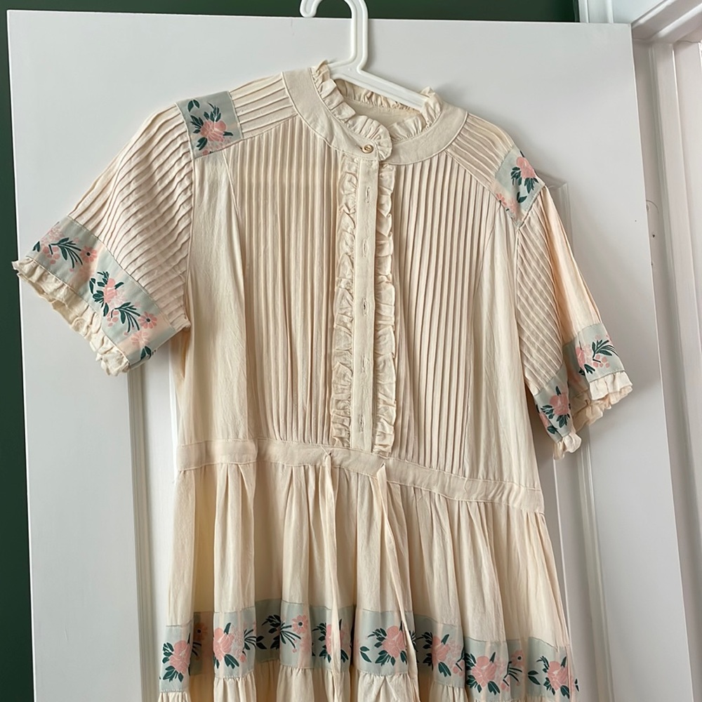 Ivy City Co Cream Dress with Floral Accents